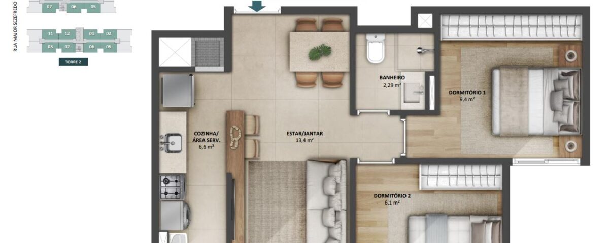 apartamento na planta - open major canoas